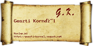 Geszti Kornél névjegykártya
